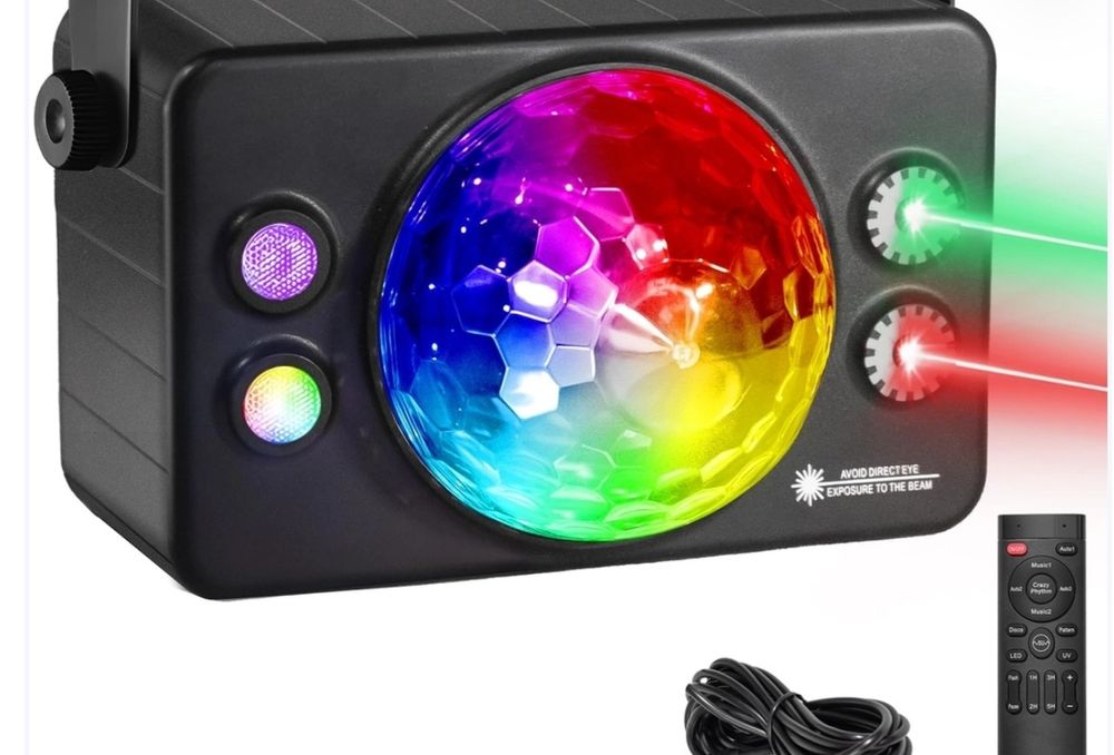 Disco Ball LED 5 în 1 cu control muzical – Lumini Party RGB