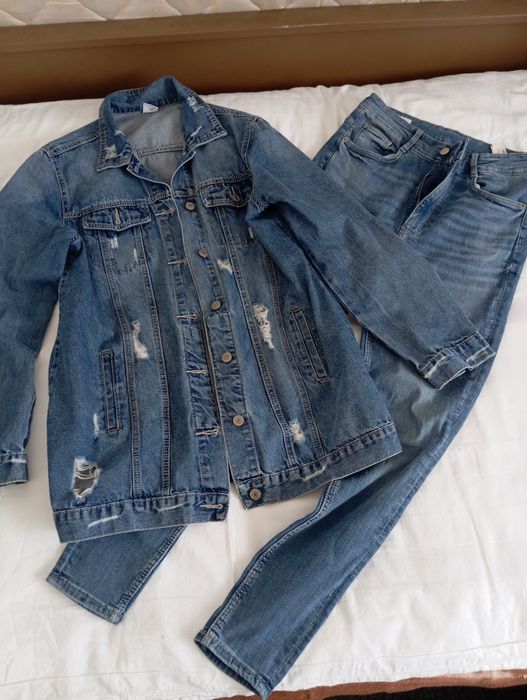 Set geaca denim și blugi skinny Zara elastici