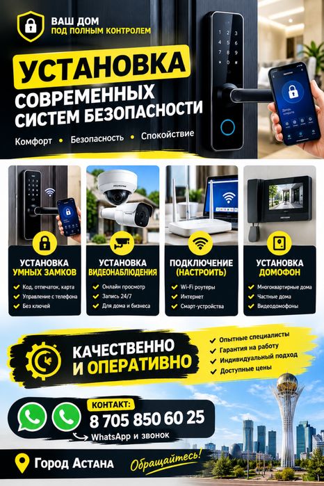 Установка Камера, умный замок,