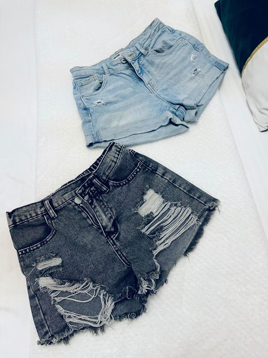 Pantaloni scurți Blugi fete 11 -12 ani + bonus tricou verde + 2 bluzițe alb și roz