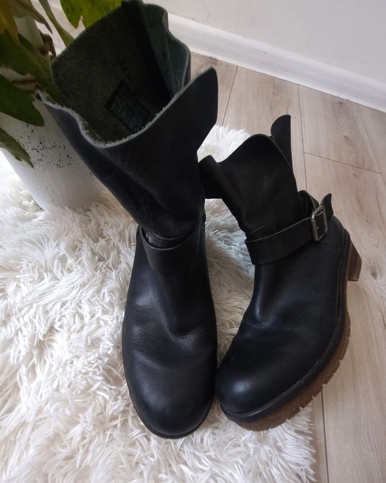 Черни боти естествена кожа MANIFELD, черни боти естествена кожа черни