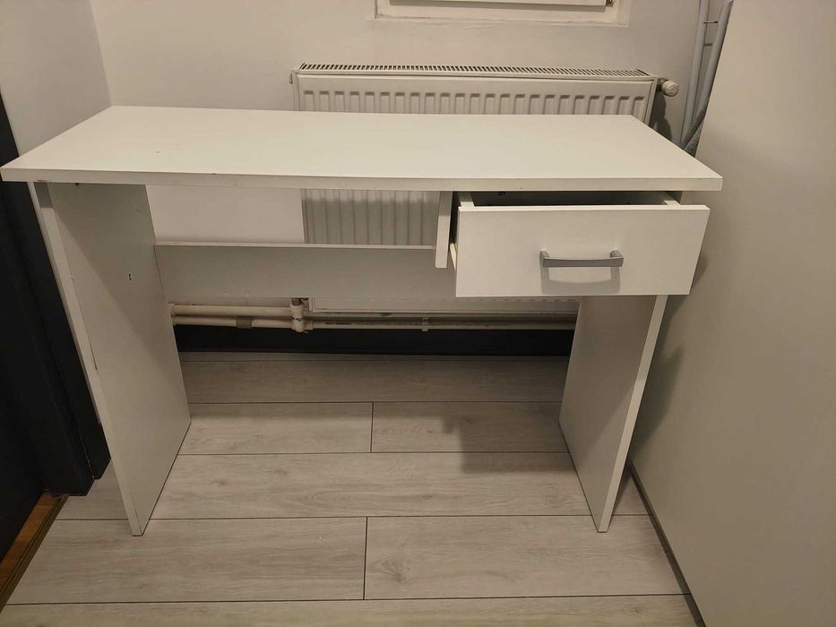Birou HDF alb lucios 100X30cm 75xm inaltime