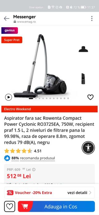 Rowenta Compact Power Cyclonic RO3725EA, sigilat