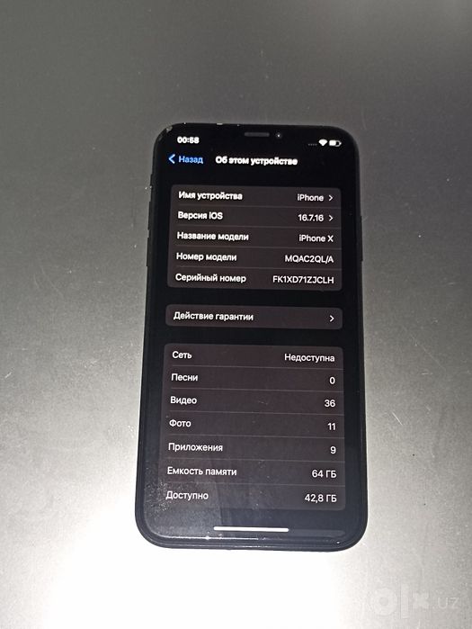 Iphone X 64gb Bypass qilingan