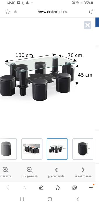 Masuta din sticla cu 6 scaune