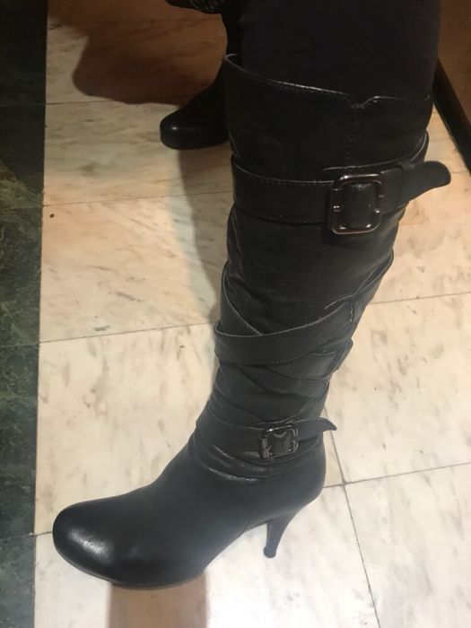 Кожени ботуши с подплата на ток