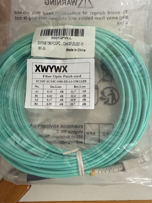 Cablu patch fibra optica 15m OM2/OM3 DX LSZH 3.0mm,duplex,LC FC SC ST