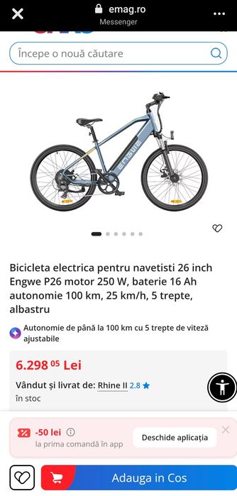 Vând urgent bicicleta electrica Engwe P26 motor 250 W