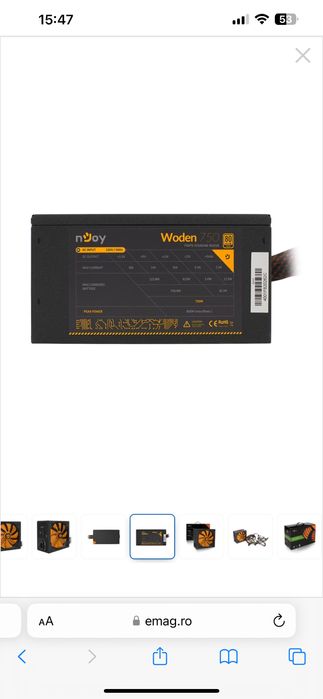 Sursa nJoy Woden 750, 750W Real Power, PFC Activ, 80 Plus Gold