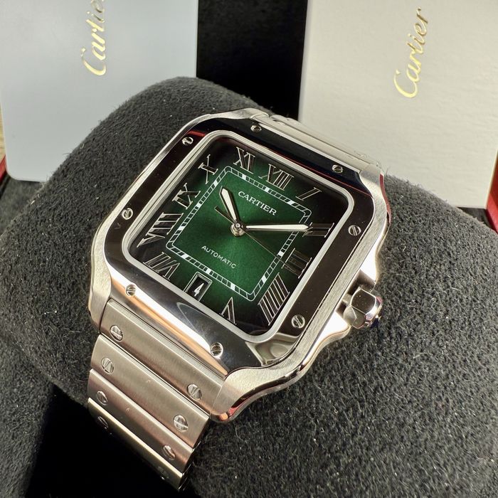 Santos de Cartier Green Dial Pe Stoc | Size L | 7400E | WSSA0062  2025