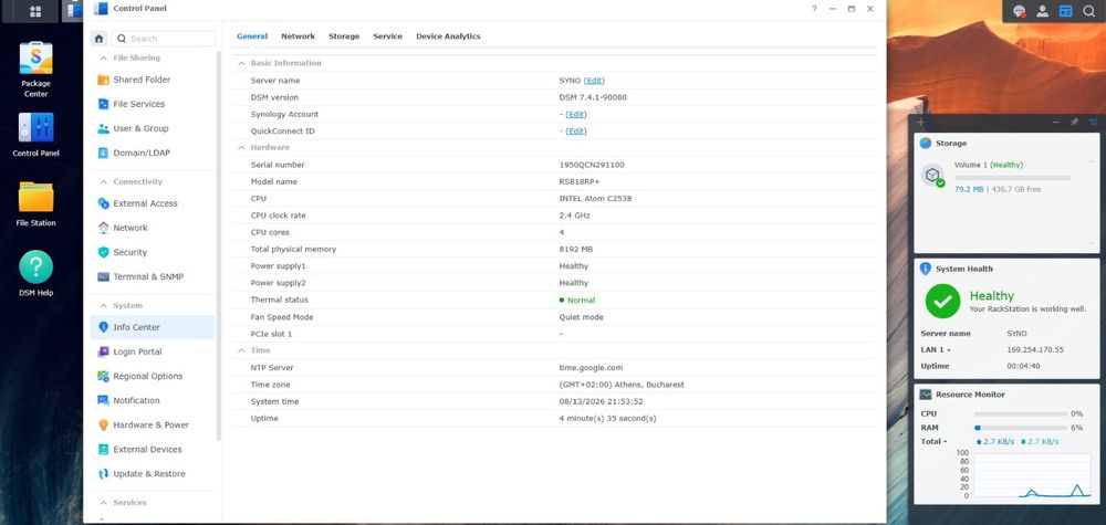 Server NAS Synology rs818rp+