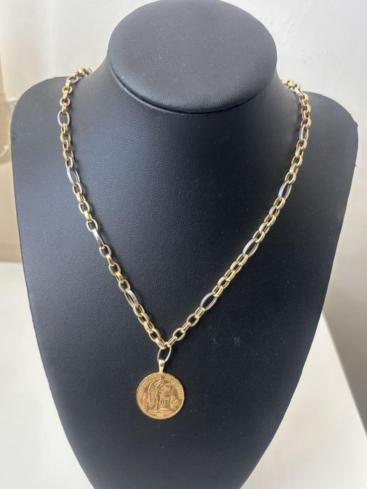 Златен ланец 14к с монета висок карат 21.65к