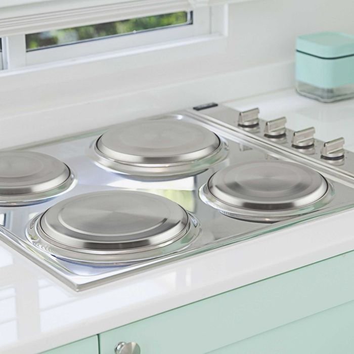 Set 4 capace protectie plita si aragaz din inox in 2 marimi 16 + 20 cm