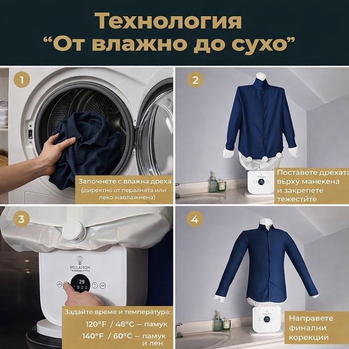 3 в 1 Система за Сушене и Гладене на Дрехи и обувки