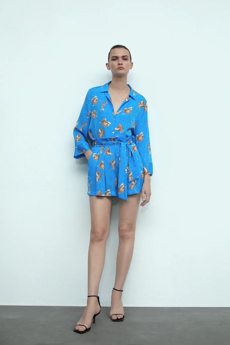 Zara сет комплект от две части в летен принт