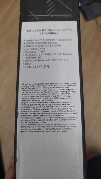 Laptop Gaming Hp Victus Intel Core i5-12500H , GeForce GTX 1650 , nou , sigilat