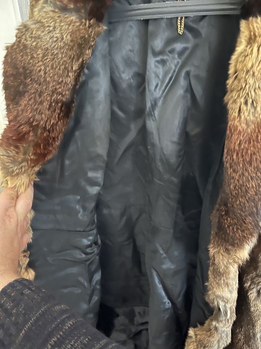 Дълго дамско палто от естествен косъм - L/XL , ретро модел