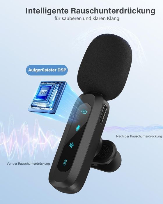 Microfon Lavalier Wireless Mini 2-Pack cu Reducerea Zgomotului - Plug & Play