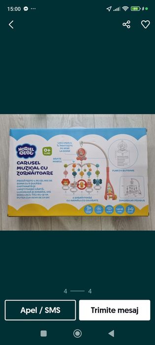 Carusel muzical cu zornăitoare, se invarte , luminite Noriel