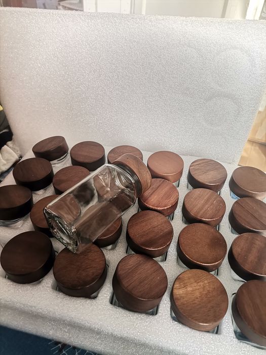 Стъклени буркани за подправки с етикет, 24 броя