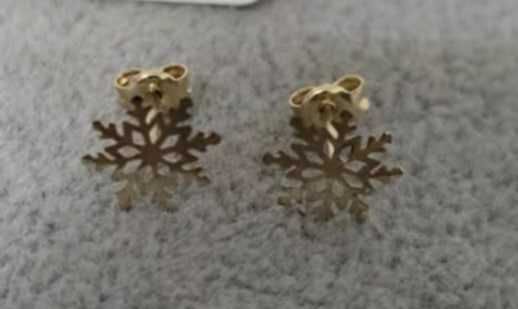 Cercei fulg de nea, aur 14k, noi