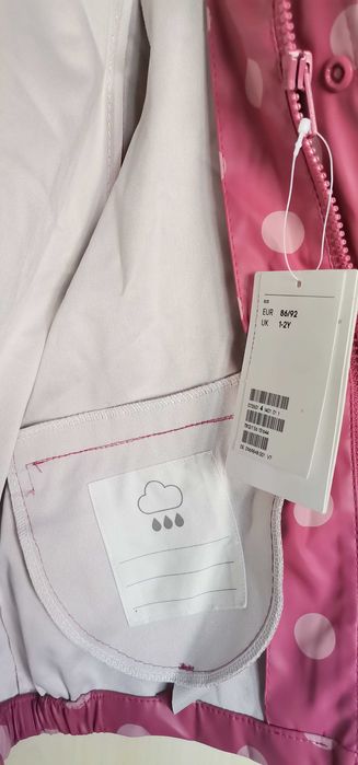 Jacheta geaca fete impermeabila ploaie H&M Bionic  mar 92 1,5-2ani