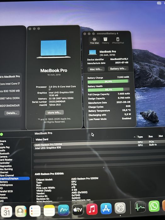 MacBook Pro 16” 2019 i7 / 32GB RAM / Radeon Pro 5300M / Stare Impecabilă + Încărcător Original