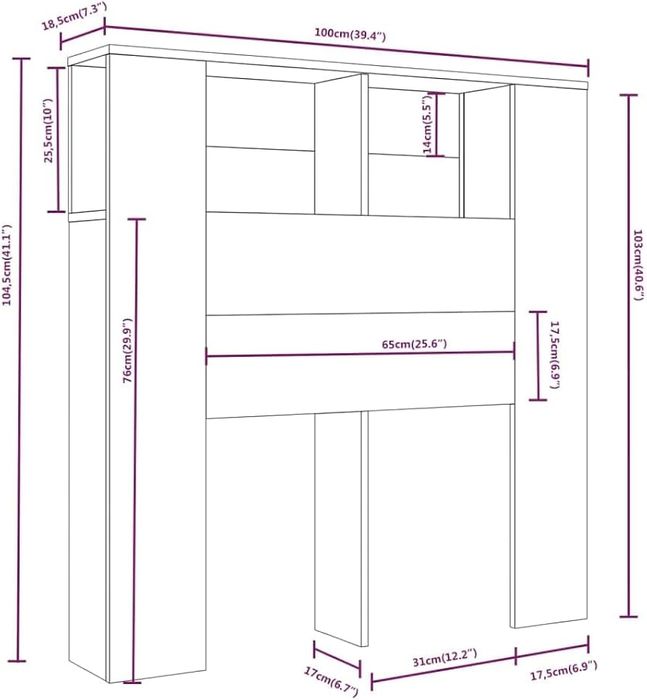 Табла за легло с вградени полици