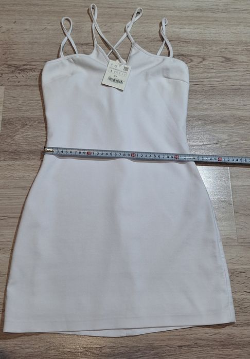 Rochie albă mini Zara, mărimea S, cu bretele subțiri