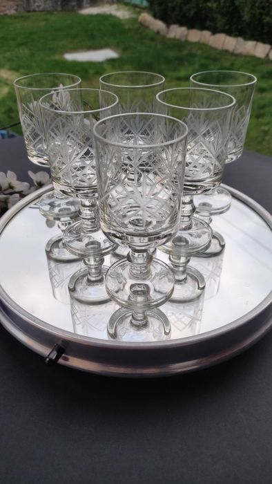 Сервиз от 6 бр.български кристални чаши за аперитив