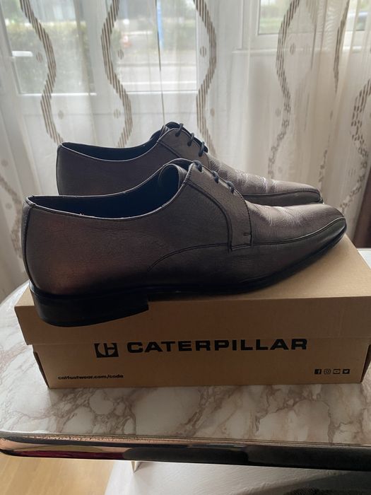 Pantofi barbati gri sidef din piele marimea 40