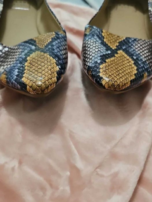 Balerini piele de sarpe naturala Kaari Blue Yellow & Blue Snakeskin mr.38