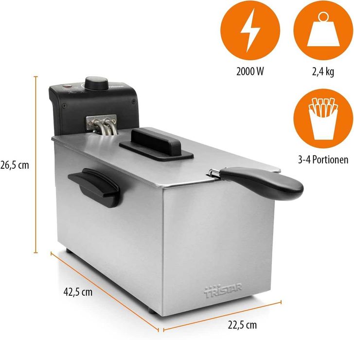 Фритюрник Tristar, 3л., 2000W, Неръждаема стомана