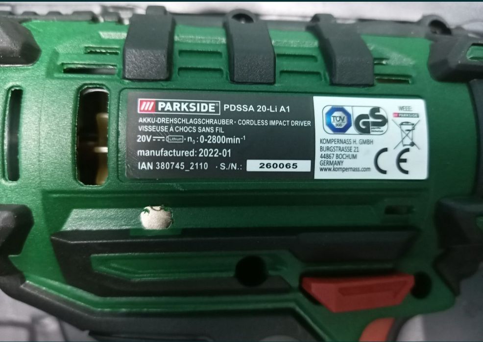 Parkside filetanta 20V bormasina percutie impact tangential cu baterie