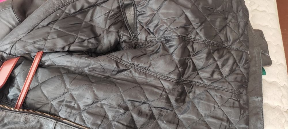 Мъжко черно кожено яке – естествена кожа, размер L, цип YKK