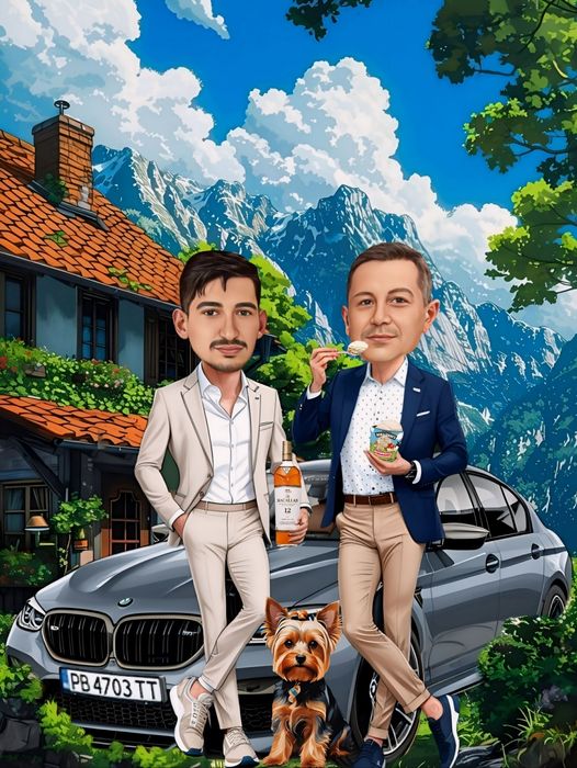 Карикатура по снимка с включена рамка