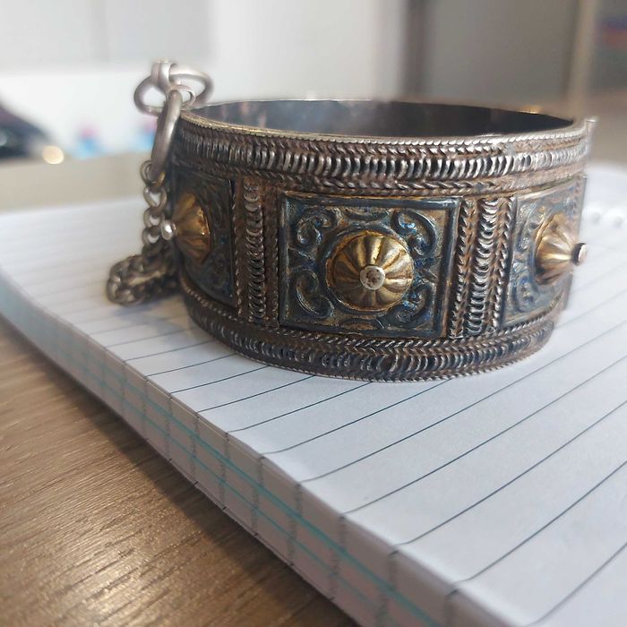 Антична етнографска племенна сребърна гривна произход Мароко