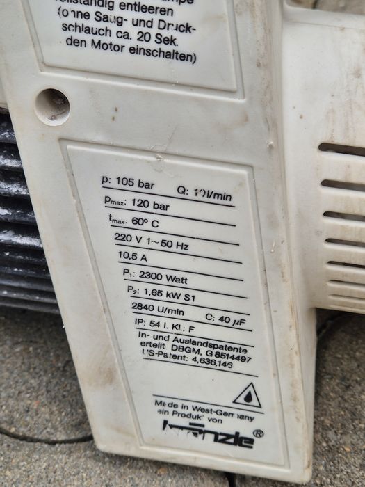 Aparat de spălat cu presiune kranzle hd 105 nu karcher