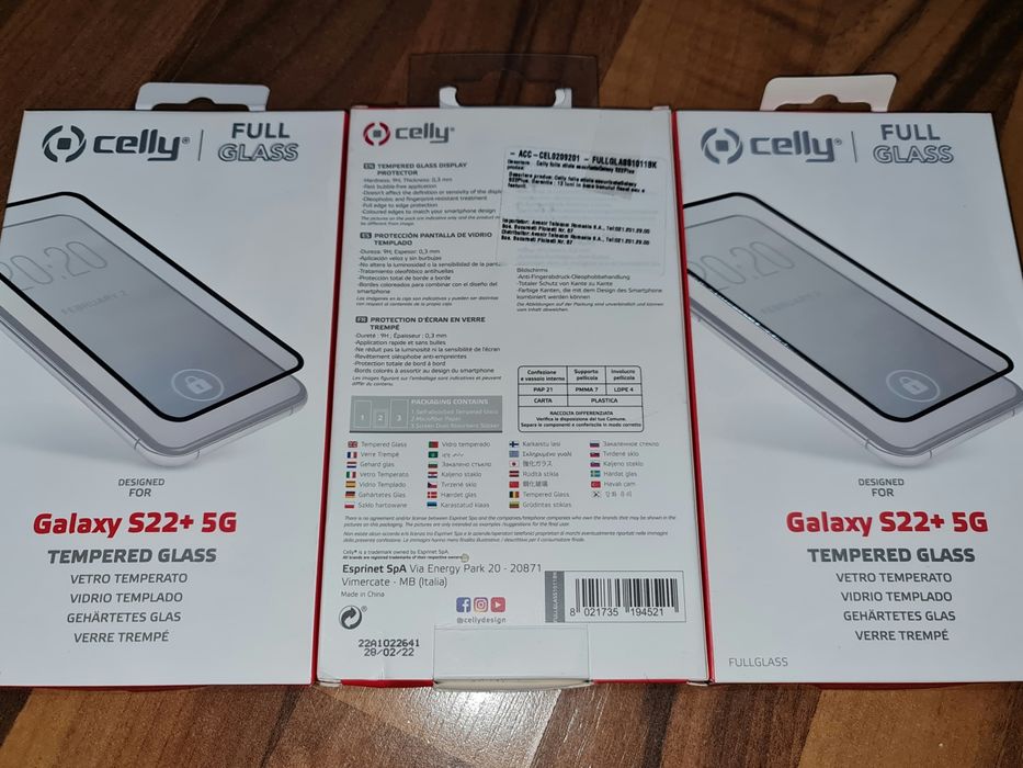 Folie sticla full cover originala Celly Samsung Galaxy S22+ S22Plus 5G