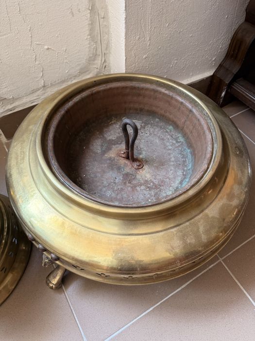 Arzator Mare Brazier Vintage din Alama Bronz