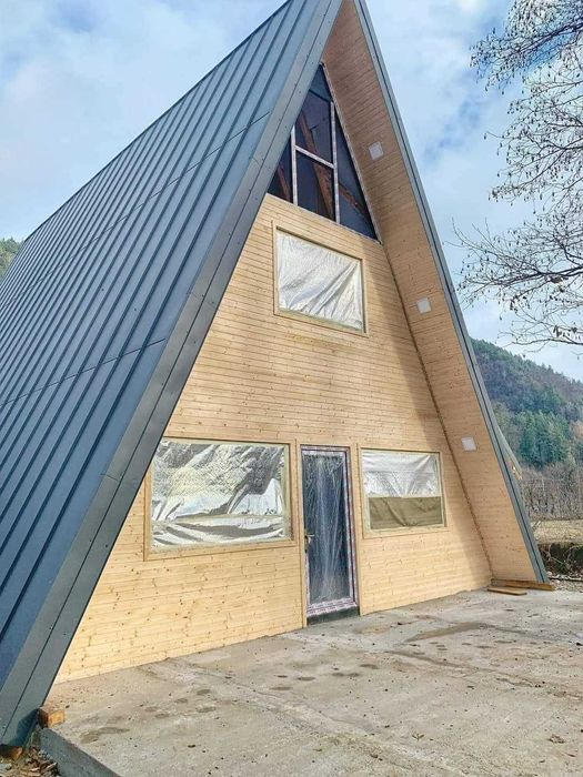 Cabana stil A-Frame, Casa, Terase si Foisoare din structura de lemn