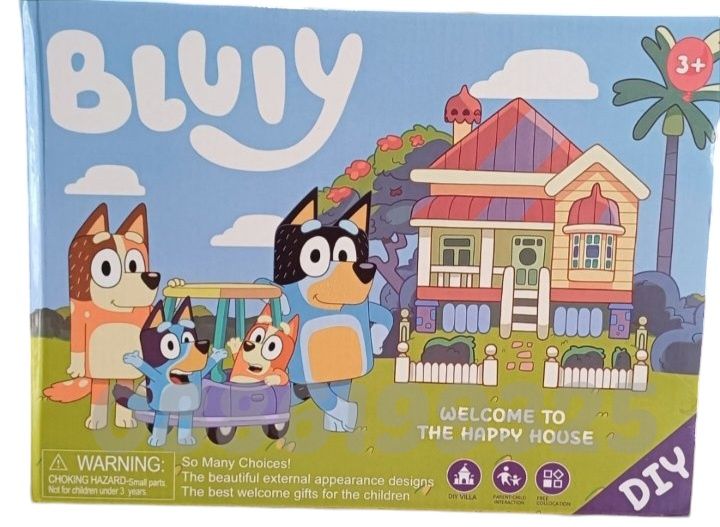 Голям Комплект Фигурки Блуи и Бинго, Светеща Къща на Блуи и Бинго