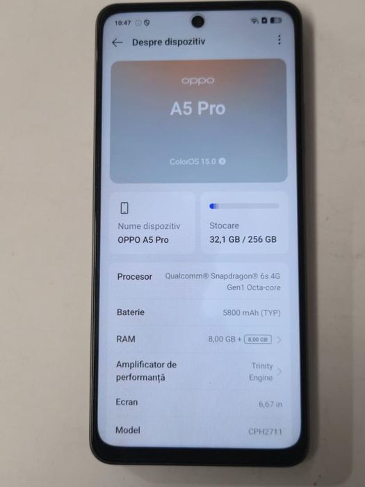 Telefon mobil OPPO A5 Pro, Dual SIM, 8GB RAM, 256GB, 5G, Black -T-