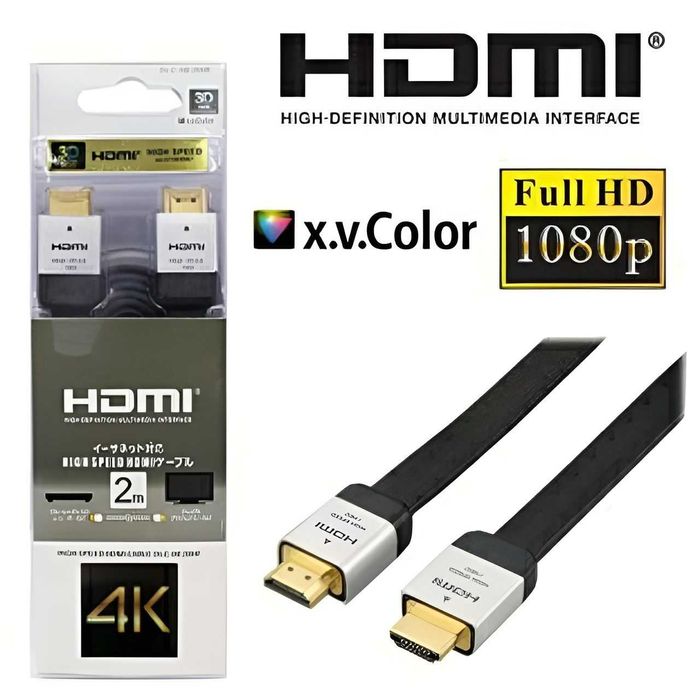 Шнур кабель HDMI-HDMI, DLC- HE20HF, плоский, 2м