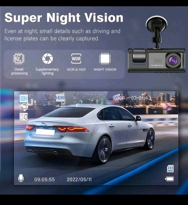 Camera video auto tripla/wifi/card 64Gb/Full HD.