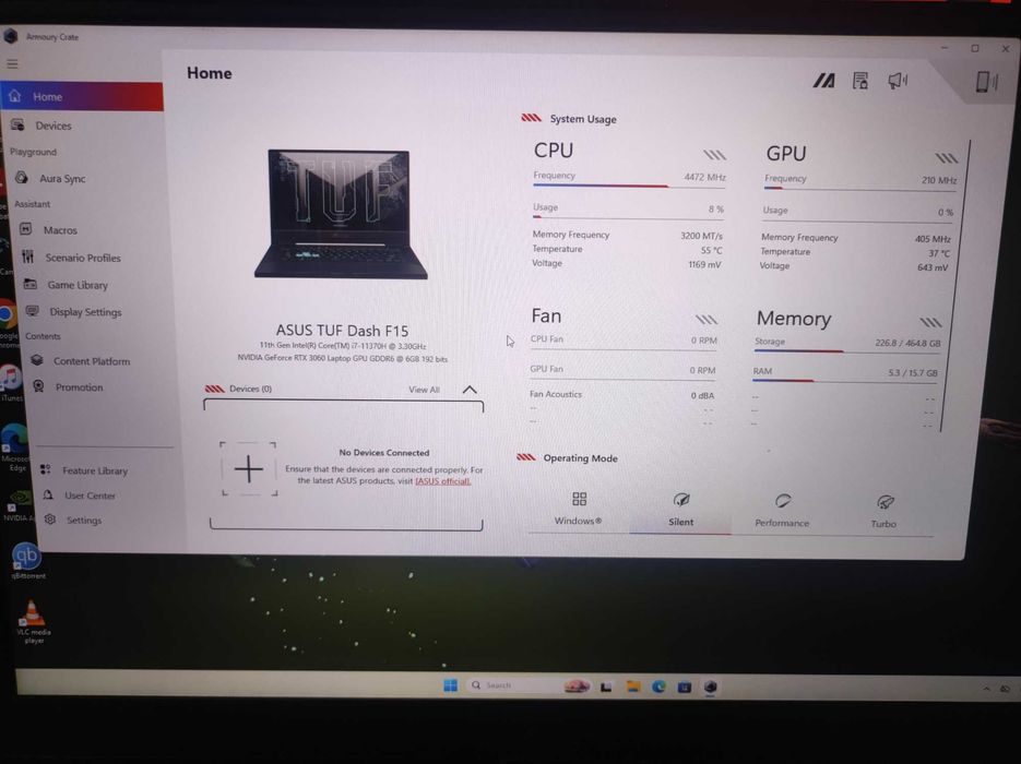 Геймърски лаптоп Asus TUF DASH F15 RTX 3060 I7 !