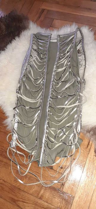 Jean- Claude JITROIS leather top agneau/ python/ swarowski