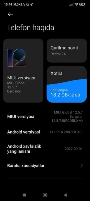 Redmi 9A   32gb.