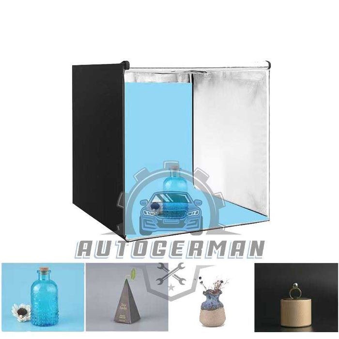 Фото кутия фотобокс 80см в комплект с осветление 4 фона нови