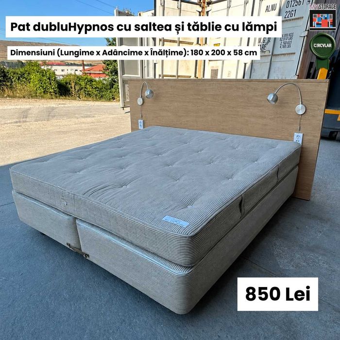 Pat Dublu Matrimonial cu Saltea - Box Spring Import Olanda - 160/180/200 cm